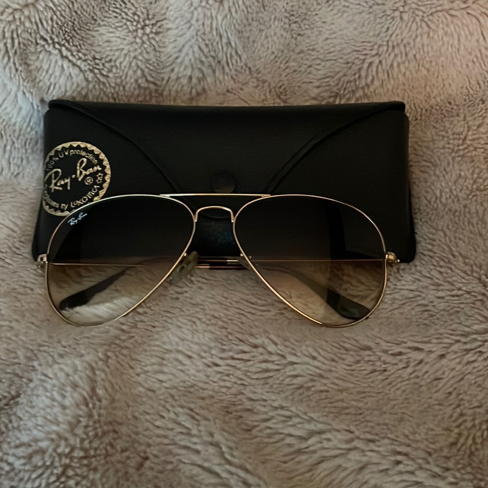 Ray Ban aviators; brown gradient lens with gold frames